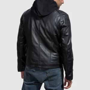 Black Hooded Leather Jacket