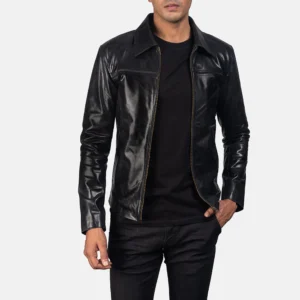 Black Leather Jacket - Shiny